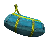 Türkise Reisetasche mit gelben Riemen